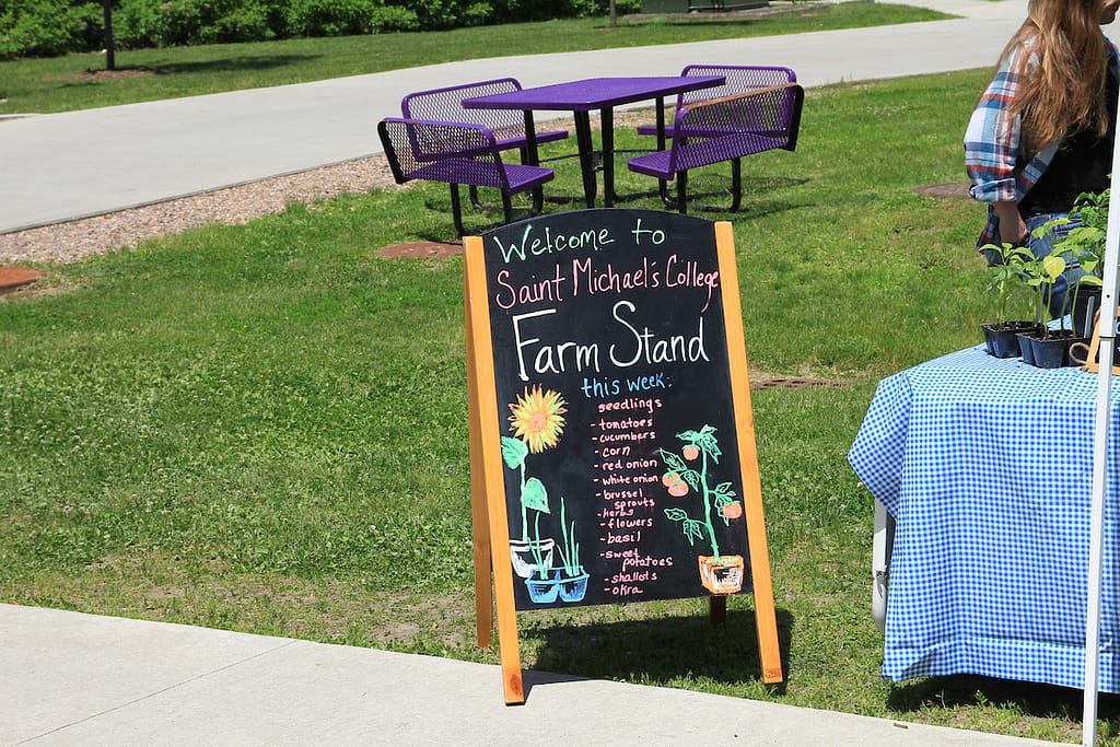 Sign for the Farm at Saint Michael's College