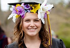 student wearing a cap decorated with flowers 