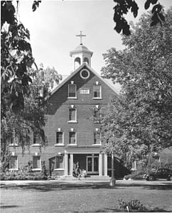 Founders Hall, the original building built on the campus of Saint Michael's College. 