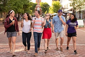 group of students walking on Church street