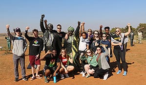 students on study trip in South Africa