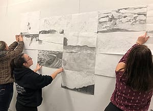 Students with mural