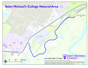 A map of the Saint Michael's College Natural Area
