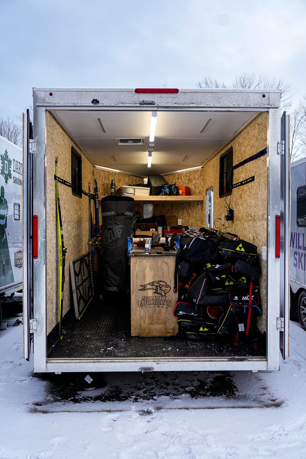 Inside the new Nordic trailer (photo by Steve Fuller at FlyingPoint Road)