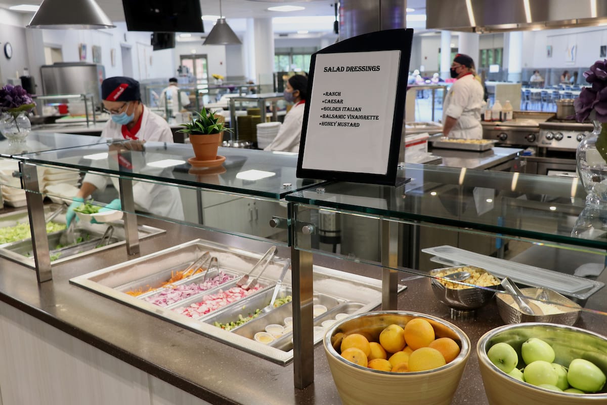 The salad bar in the Green Mountain Dining Hall, which uses some SMC Farm produce during the growing season.